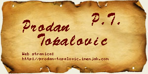 Prodan Topalović vizit kartica